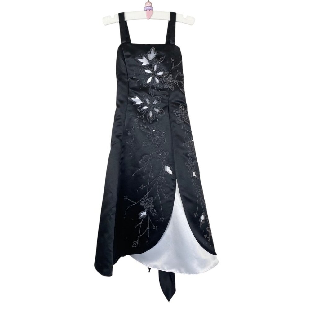 NWD | Kids Love Girls Formal Dress | 2 | Black White Satin | Princess Royalcore